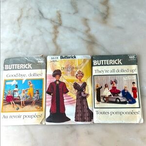 Butterick 6495, 5925, 6618 Barbie Doll Wardrobe Clothes Patterns Collection
